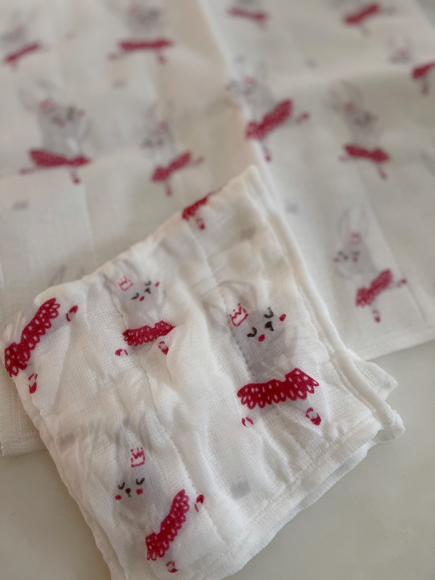 六層紗擦拭布 跳舞兔子 日本製(兩件)