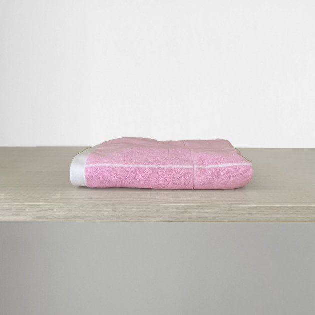 浴巾 長方幾何 粉色/白色
