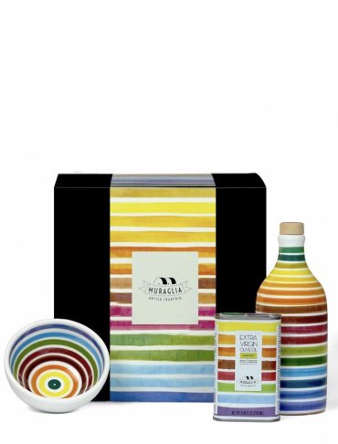 義大利特級初榨橄欖油 彩虹大禮盒 500ml+250ml+彩繪碗