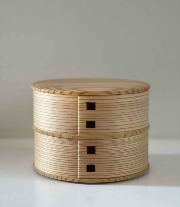 日本原木便當盒 雙層橢圓形